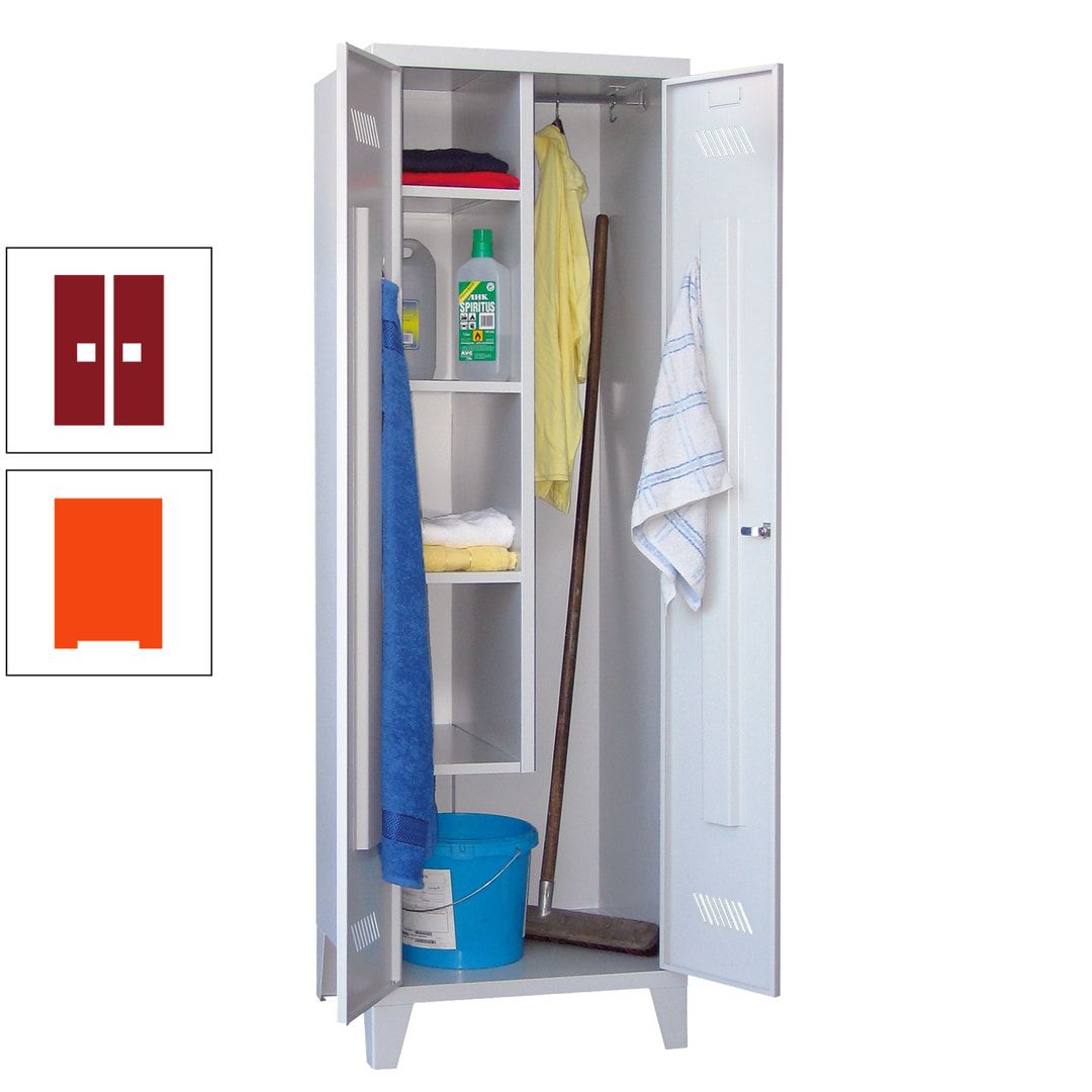 Putzschrank mit Füßen - 1 Abteil mit Trennwand - 1.850x600x500 mm (HxBxT) - Drehriegel - anthrazitgrau
