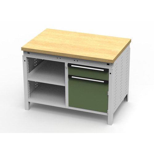 OTTOKIND Werkbank - bündige Arbeitsplatte - 850 x 1.150 x 750 mm (HxBxT) - 1 Schublade - Schrank - 2 Ablageböden - lichtgrau