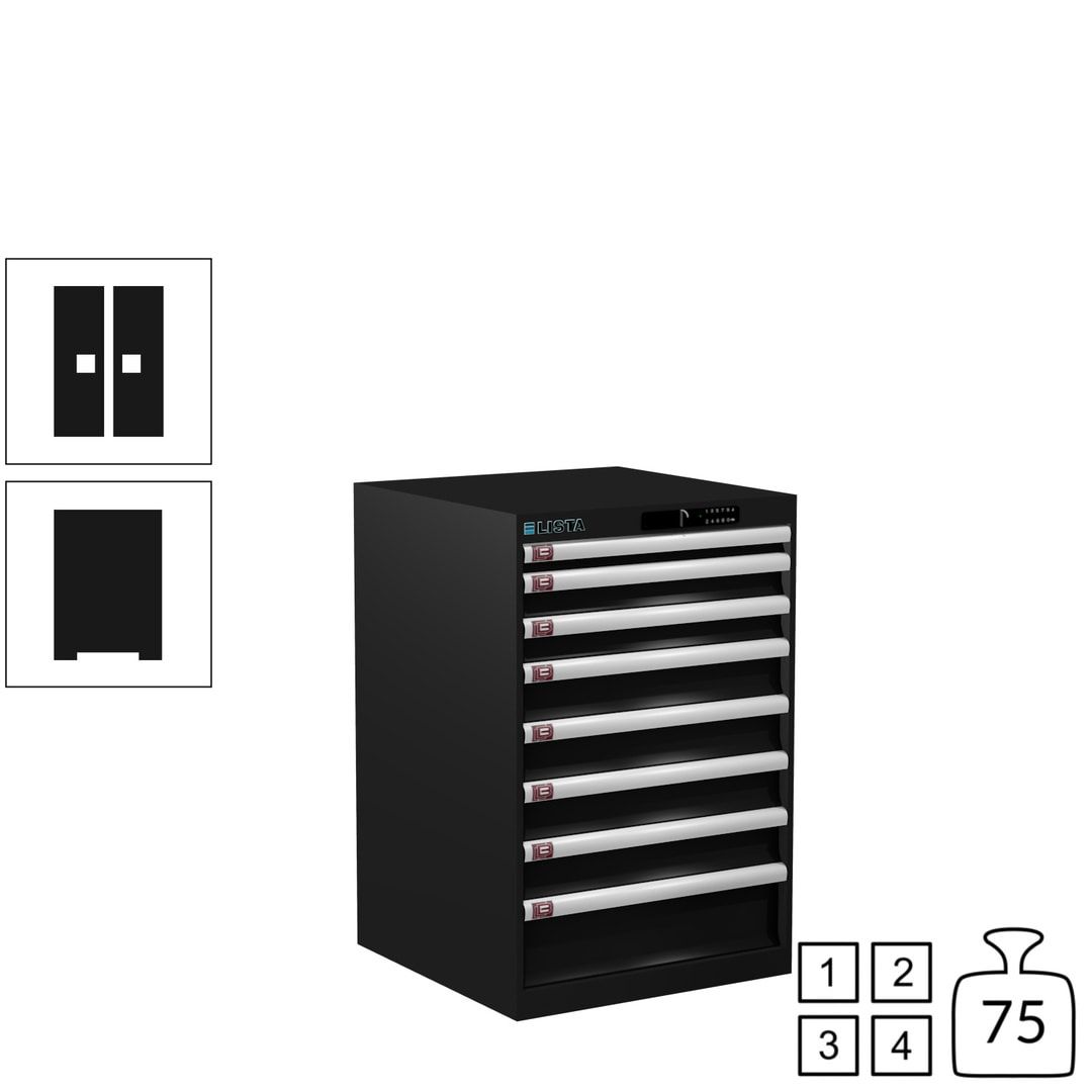 Lista Schubladenschrank - 14.250.010 - 850x564x572 mm (HxBxT) - 8 Schubladen - 75 kg - Key Lock - lichtblau (RAL 5012)