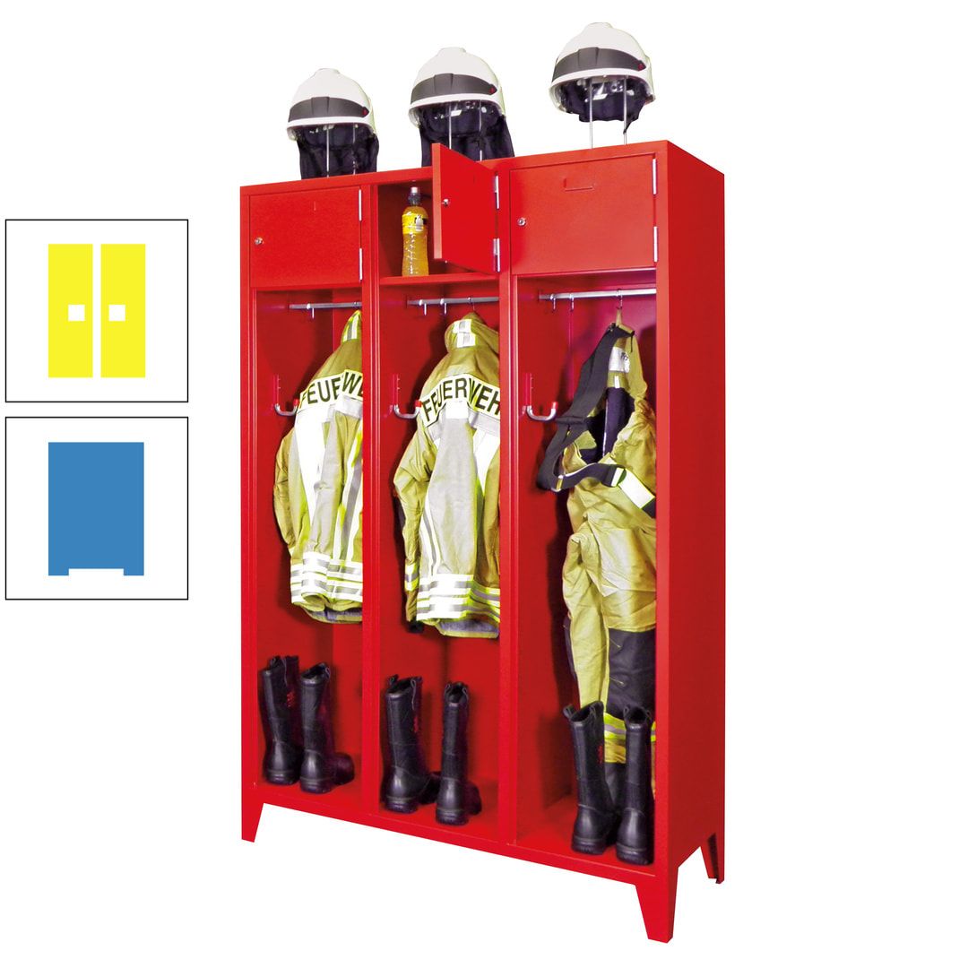 Feuerwehrschrank - 2 Abteile - Ablagefach mit Tür, Etikettenrahmen - 2.100 x 830 x 500 mm (HxBxT) - anthrazitgrau