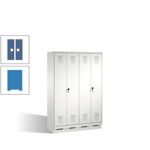 Doppel-Spind, Doppeltüren, Garderobenschrank mit Sockel, 4 Abteile a 300 mm, Korpus anthrazitgrau, Tür anthrazitgrau, 1.800 x 1.200 x 500 mm (HxBxT)