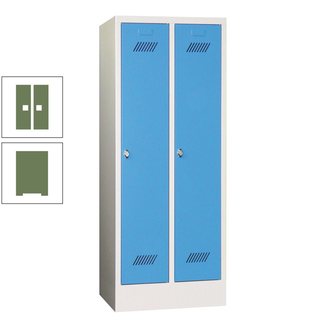 Spindschrank f. Schulen - mit Sockel - Höhe 1.600 mm - 2 Abteile a 300 mm - Drehriegel - anthrazitgrau