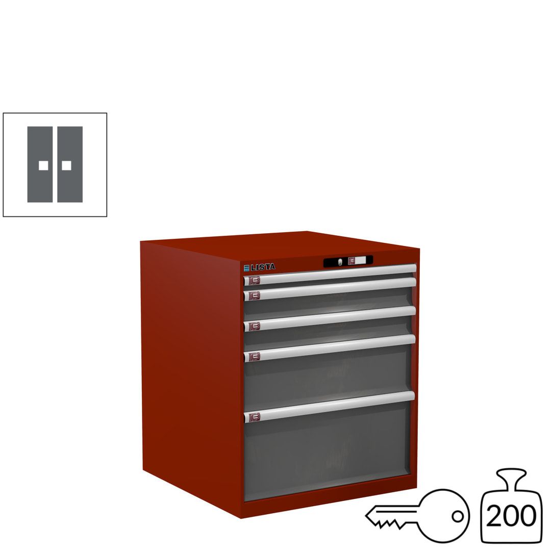 Lista Schubladenschrank - 14.411.010 - 850x717x725 mm (HxBxT) - 5 Schubladen - 75 kg - Key Lock - lichtblau (RAL 5012)