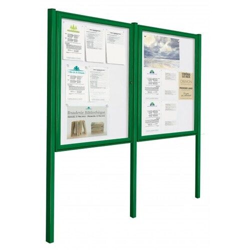 Pfosten-Set (2 Endpfosten) für Schaukasten mit Einflügeltür - Höhe 2.200 mm - auf Bodenplatten - Farbe silber, eloxiert