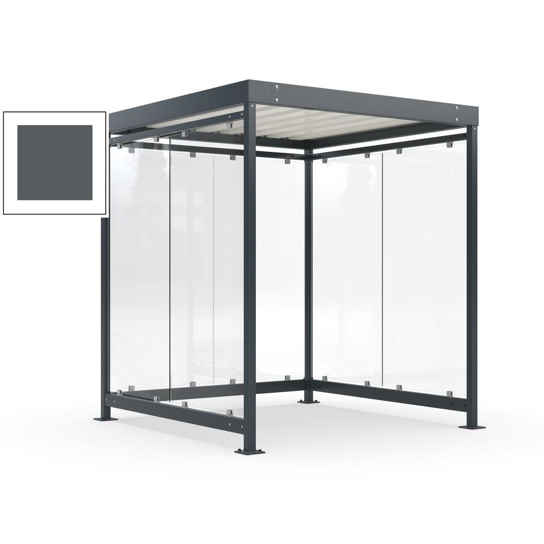 Raucherunterstand, Bushaltestelle, Bausatz, 6-7 Personen, 6 Wände, 2.510 x 2.165 x 2.165 mm (HxBxT), Achatgrau
