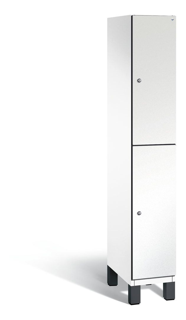 Fächerschrank, Stahlschrank, doppelstöckig, 2 Fächer, Füße, Korpus anthrazitgrau, Tür anthrazitgrau, 1.980 x 300 x 525 mm (HxBxT)