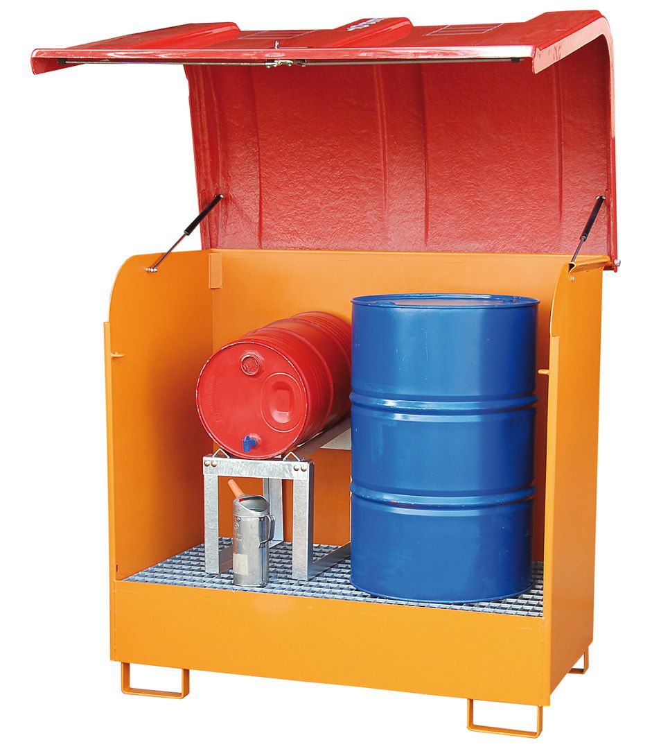 Gefahrstoffdepot - 224 l Volumen - GFK-Haube - feuerrot