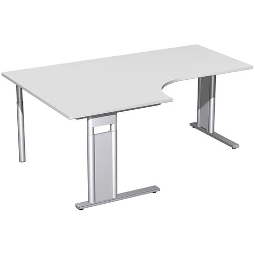 Eckschreibtisch, Eckteil 800 mm, links, Füße einseitig verkürzt, C-Fuß Pro, höhenverstellbar, 680-820 x 1.600 x 1.200 mm (HxBxT), Dekor Ahorn