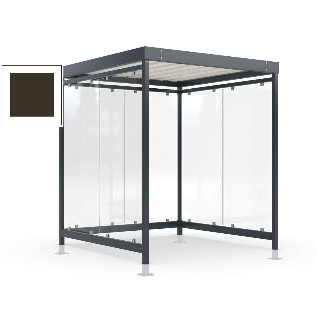 Raucherunterstand, Bushaltestelle, Bausatz, mit Überpflasterung, 6-7 Personen, 6 Wände, 2.440 x 2.165 x 2.165 mm (HxBxT), Achatgrau