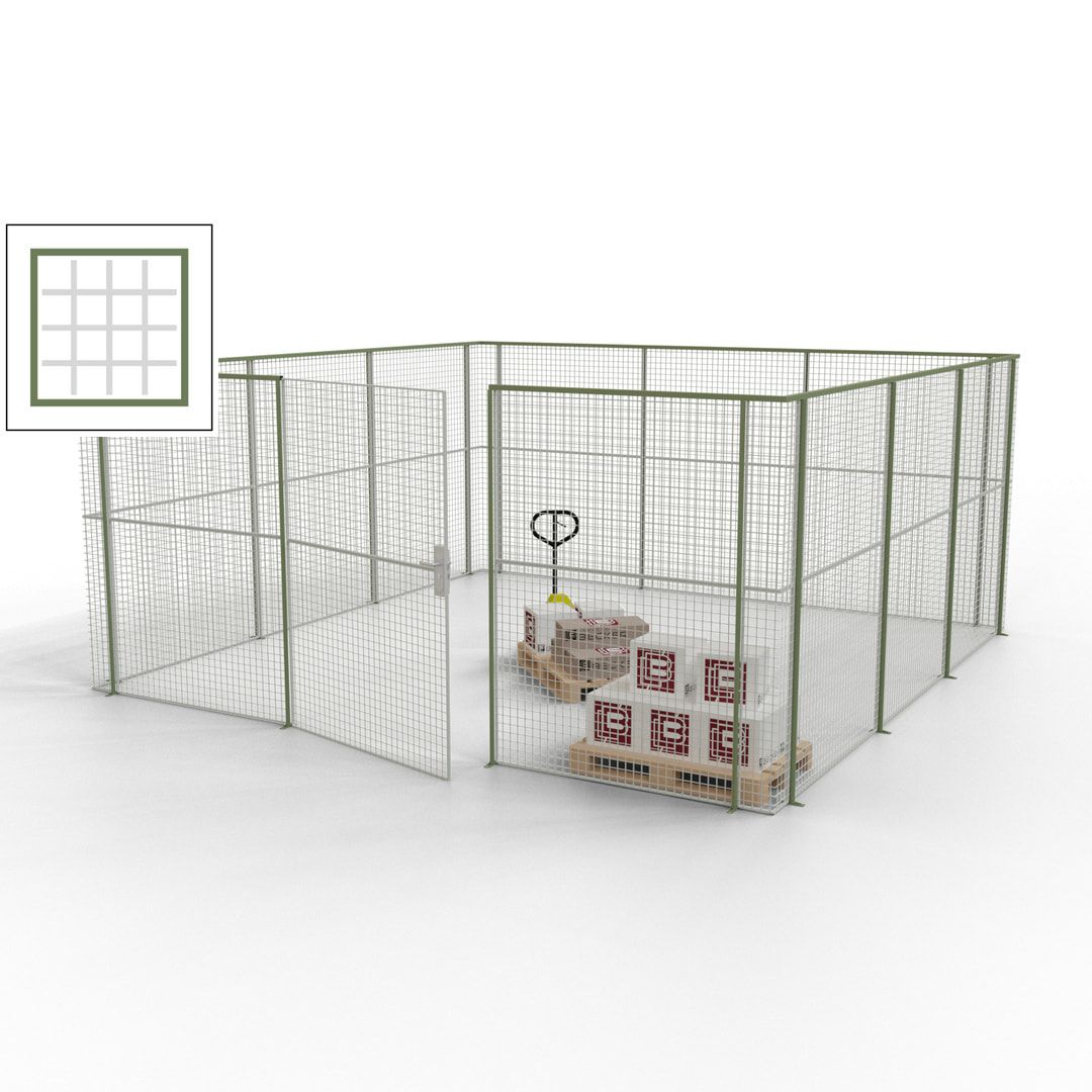Maschinen Schutzgitter - Hallentrennwand - Sicherheitszaun - Tür - 18 m - 2.200 x 4.900 x 4.900 mm (HxBxT) - enzianblau
