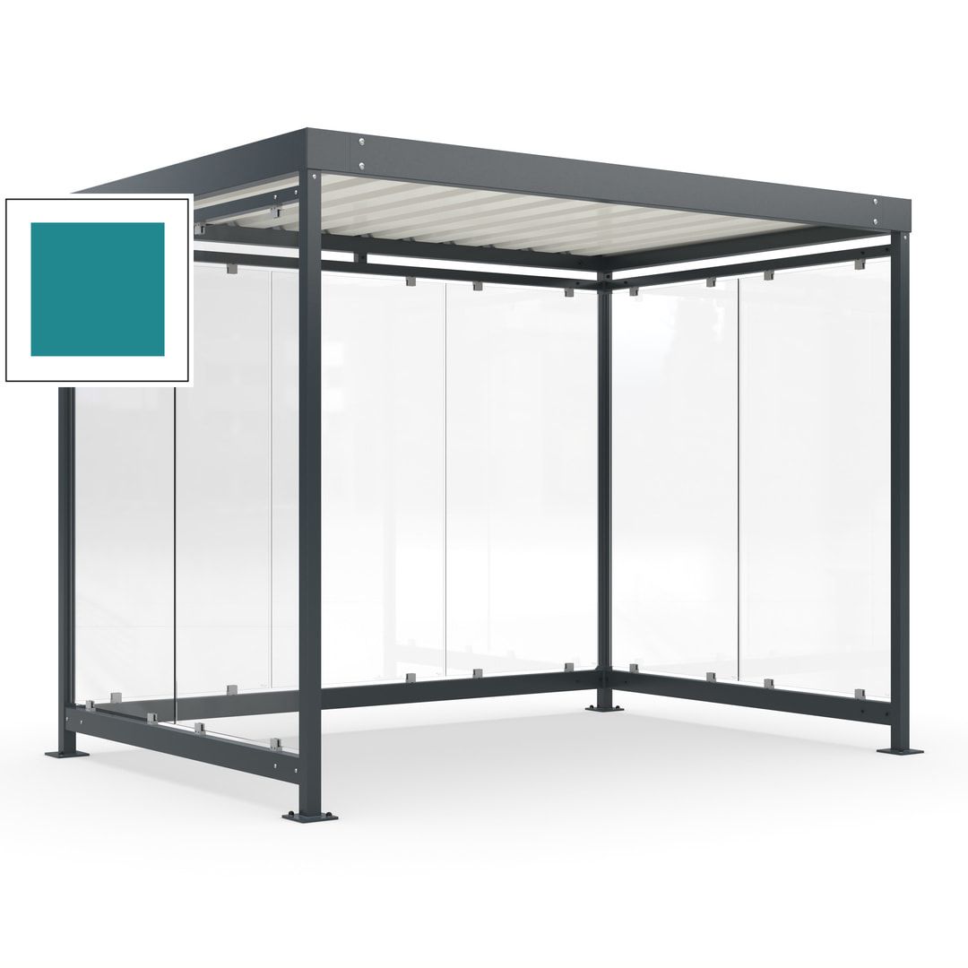 Raucherunterstand, Bausatz, Fahrgastunterstand, Bushaltestelle, 2.510 x 3.180 x 2.165 mm (HxBxT), 7 Wände, Achatgrau