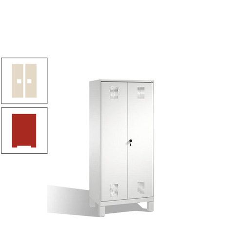 Doppel-Spind, Doppeltüren, Garderobenschrank mit Füßen, 2 Abteile a 400 mm, Korpus anthrazitgrau, Tür anthrazitgrau, 1.850 x 800 x 500 mm (HxBxT)