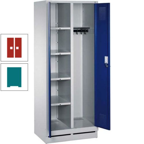 Mehrzweckschrank, Doppeltüren, Füße, 2 Abteile a 300 mm, Korpus anthrazitgrau, Tür anthrazitgrau, 1.800 x 600 x 500 mm (HxBxT)