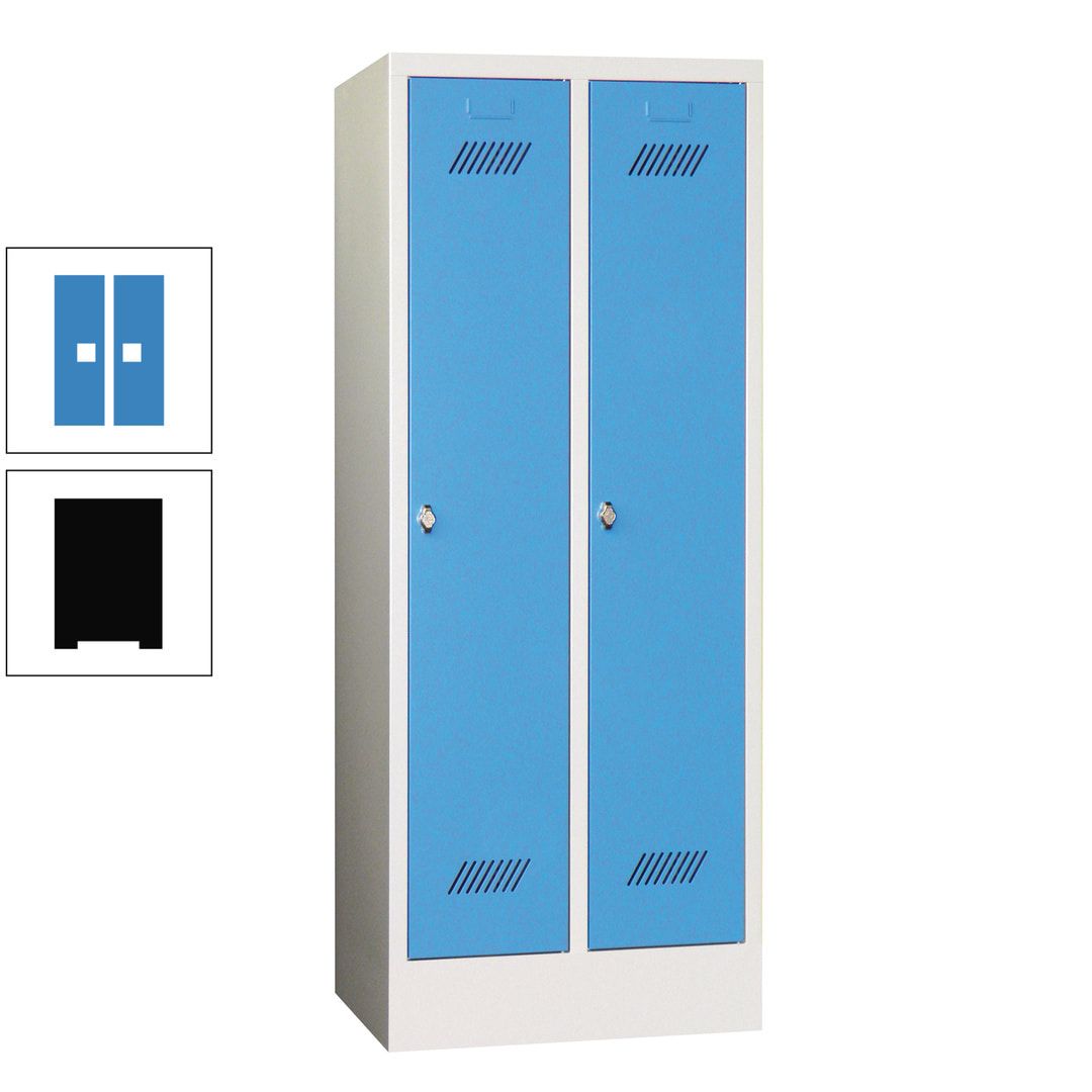 Spindschrank f. Schulen - mit Sockel - Höhe 1.600 mm - 2 Abteile a 300 mm - Drehriegel - anthrazitgrau