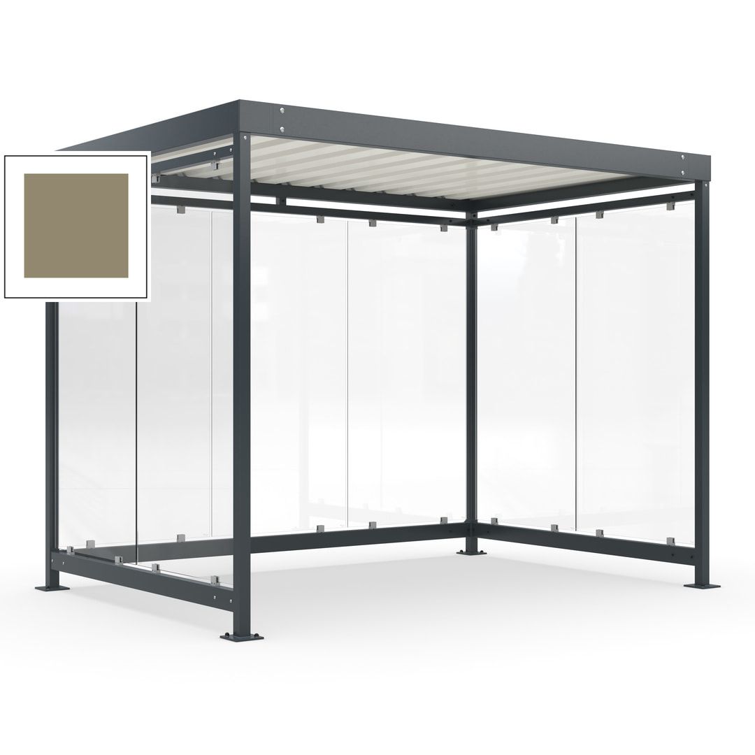 Raucherunterstand, Bausatz, Fahrgastunterstand, Bushaltestelle, 2.510 x 3.180 x 2.165 mm (HxBxT), 7 Wände, Achatgrau