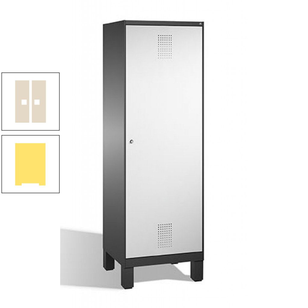 Doppel-Spind, Garderobenschrank, 1 Tür für 2 Abteile a 300 mm, Korpus anthrazitgrau, Türen anthrazitgrau, 1.850 x 600 x 500 mm (HxBxT)