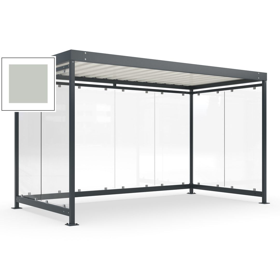 Fahrradunterstand, Fahrgastunterstand, Bushaltestelle, Bausatz, 12-13 Personen, 2.510 x 4.195 x 2.165 mm (HxBxT), 8 Wände, Achatgrau