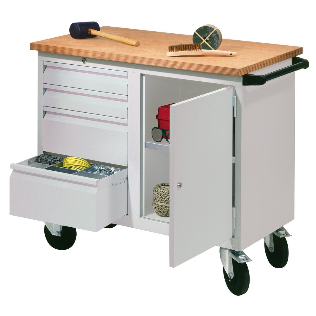 Mobile Werkbank - Werkstattwagen - 915 x 1.090 x 600 mm - 4 Schubladen und Schrankfach - anthrazitgrau
