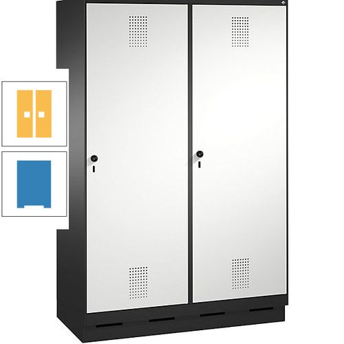 Doppel-Spind, Garderobenschrank, 2 Türen für 4 Abteile a 300 mm, Korpus anthrazitgrau, Türen anthrazitgrau, 1.800 x 1.200 x 500 mm (HxBxT)