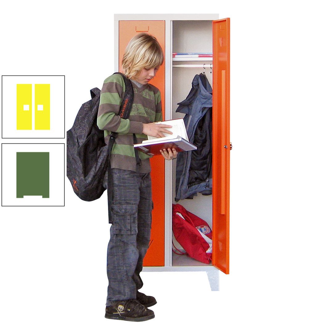 Spindschrank f. Schulen - mit Füßen - Höhe 1.600 mm - 3 Abteile a 300 mm - Drehriegel - anthrazitgrau