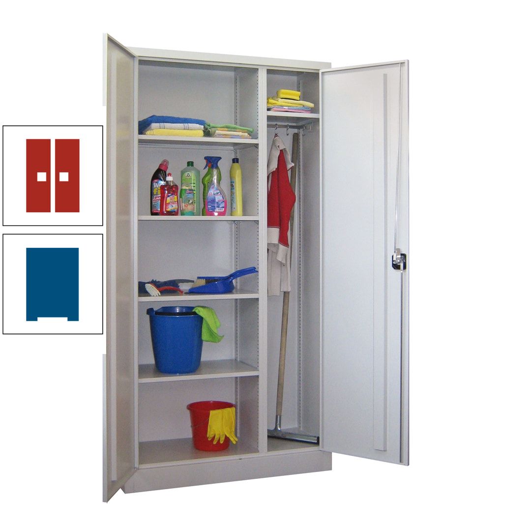 Putzschrank mit Trennwand - 1.950x1.000x400 mm (HxBxT) - Böden pulverbeschichtet - anthrazitgrau