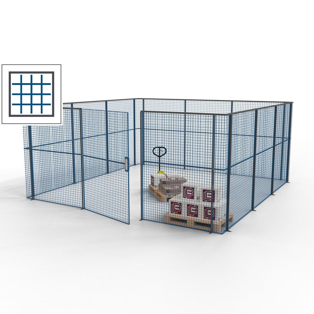 Maschinen Schutzgitter - Hallentrennwand - Sicherheitszaun - Tür - 18 m - 2.200 x 4.900 x 4.900 mm (HxBxT) - enzianblau
