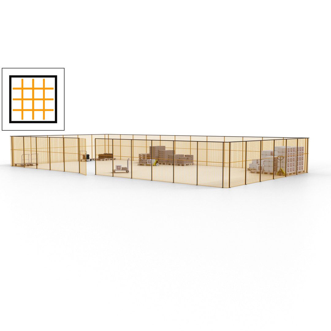 Maschinen Schutzgitter - Hallentrennwand - Sicherheitszaun - Tür - 54 m - 2.200 x 18.400 x 9.400 mm (HxBxT) - enzianblau