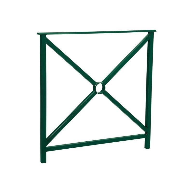 Geländer Kreuz und Kreis - 1.000 x 800 mm - flacher Handlauf - Farbe enzianblau - Außengeländer Systemgeländer