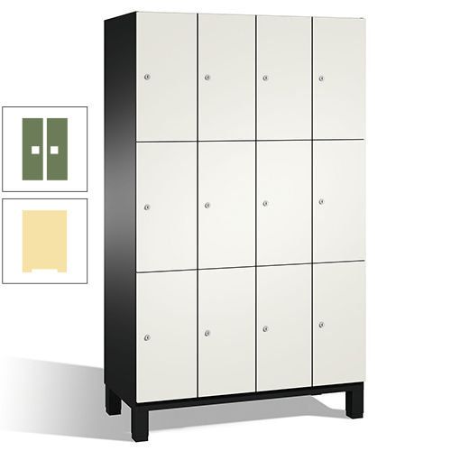 Fächerschrank, Stahlschrank, 12 Fächer, Türöffnungsbegrenzer, mit Füßen, Korpus lichtgrau, Tür anthrazitgrau, 1.980 x 1.200 x 525 mm (HxBxT)