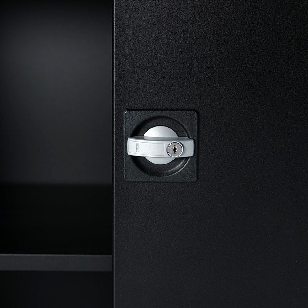 Aktenschrank, Büroschrank, abschließbar, Flügeltüren, 2 Fachböden, 1.200 x 800 x 380 mm (HxBxT), Stahl, Korpus und Türen lichtgrau