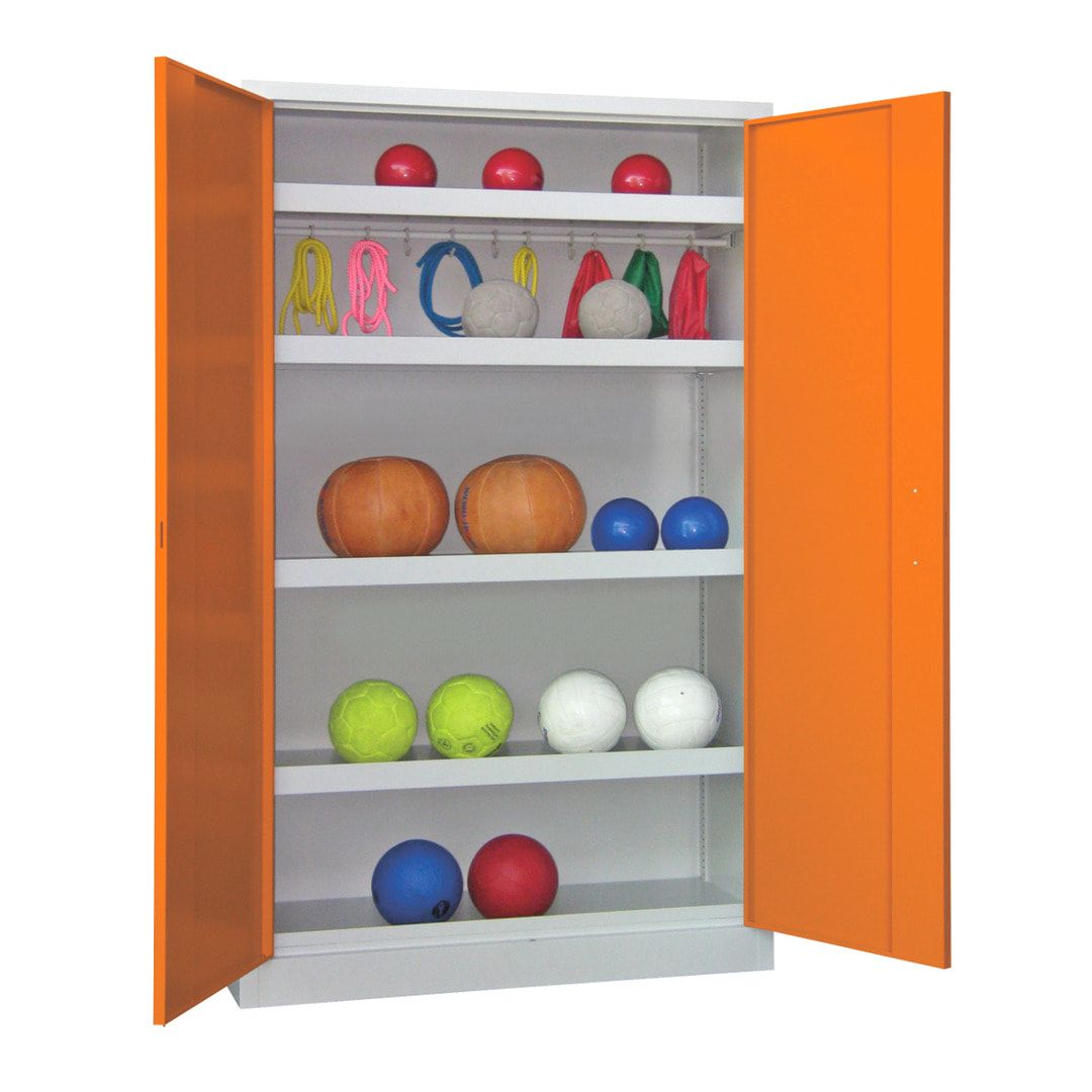 Ballschrank - Lochfeldtüren - 5 Böden - 1.950x1.200x500 mm (HxBxT) - anthrazitgrau