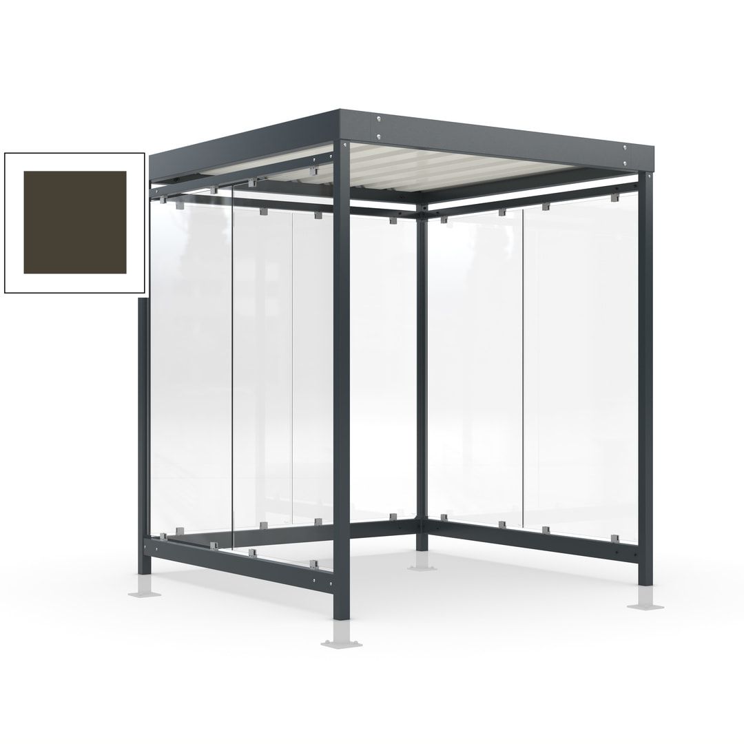 Raucherunterstand, Bushaltestelle, Bausatz, mit Überpflasterung, 6-7 Personen, 6 Wände, 2.440 x 2.165 x 2.165 mm (HxBxT), Achatgrau