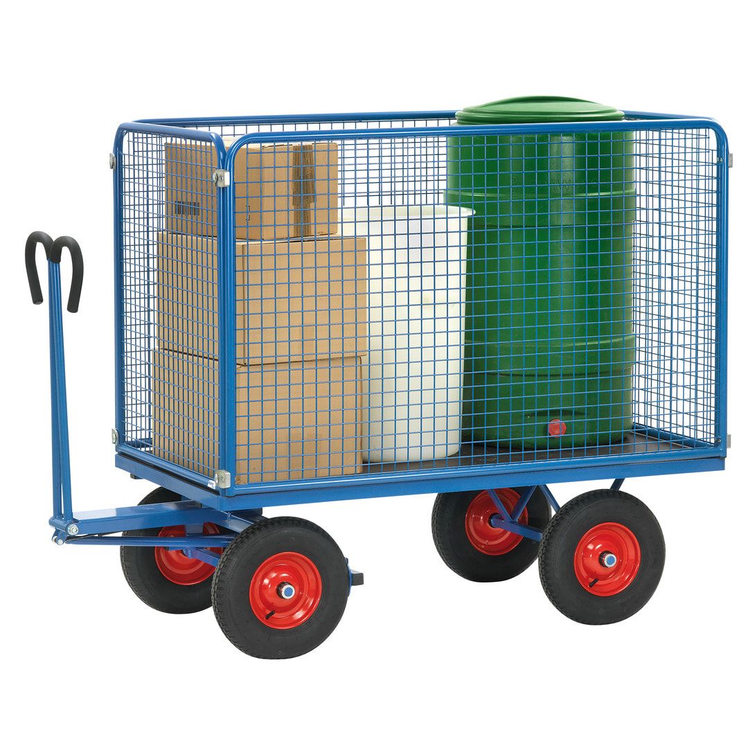 Fetra - Handpritschenwagen - Traglast 1.250 kg - (BxT) 1.000 x 2.000 mm - Drahtgitterwände 1.000 mm - Luft