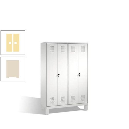 Doppel-Spind, Doppeltüren, Garderobenschrank mit Füßen, 4 Abteile a 300 mm, Korpus anthrazitgrau, Tür anthrazitgrau, 1.850 x 1.200 x 500 mm (HxBxT)