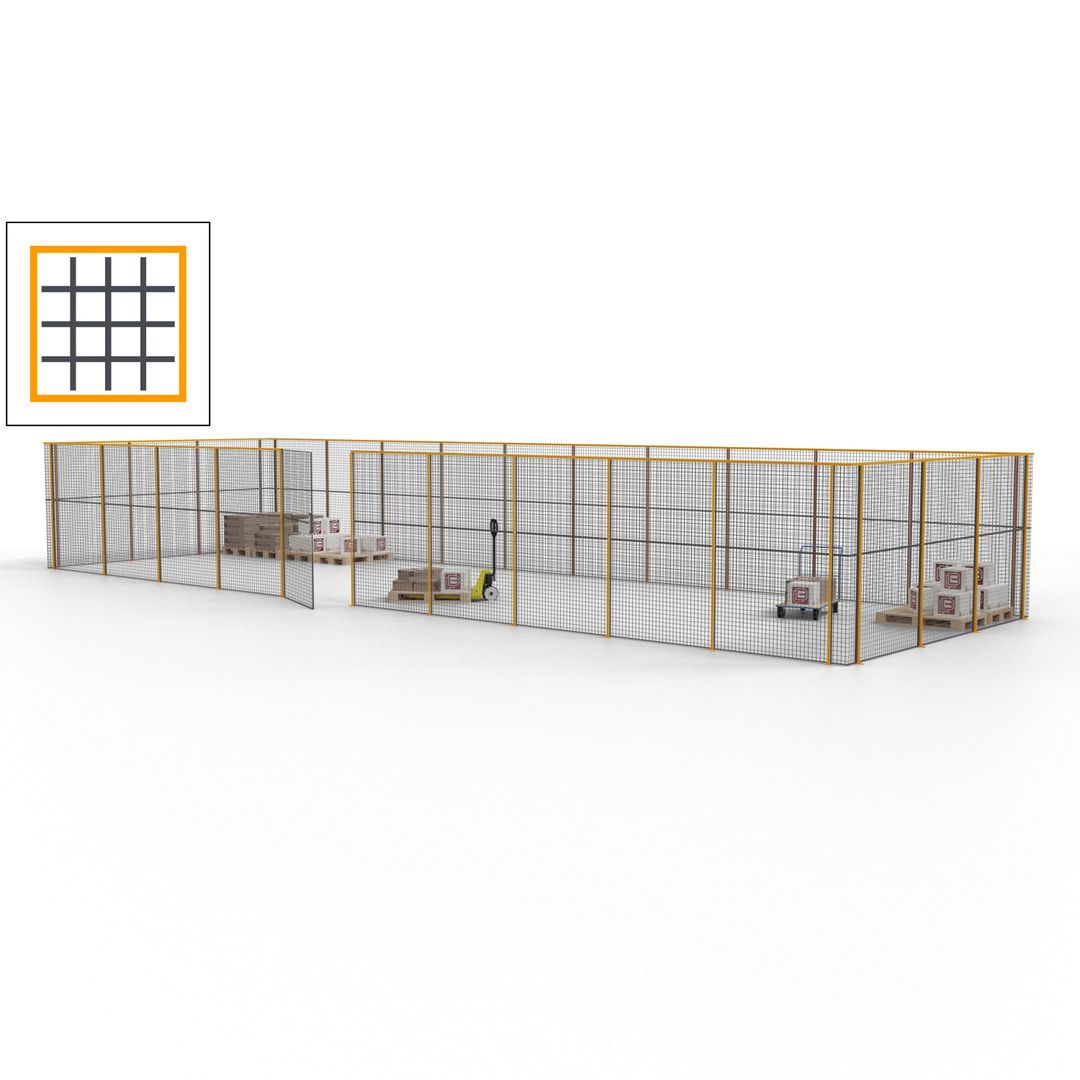 Maschinen Schutzgitter - Hallentrennwand - Sicherheitszaun - Tür - 39 m - 2.200 x 15.400 x 4.900 mm (HxBxT) - enzianblau