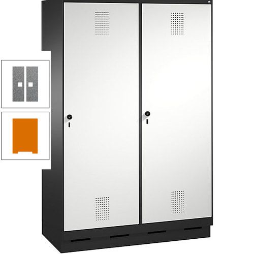 Doppel-Spind, Garderobenschrank, 2 Türen für 4 Abteile a 300 mm, Korpus anthrazitgrau, Türen anthrazitgrau, 1.800 x 1.200 x 500 mm (HxBxT)