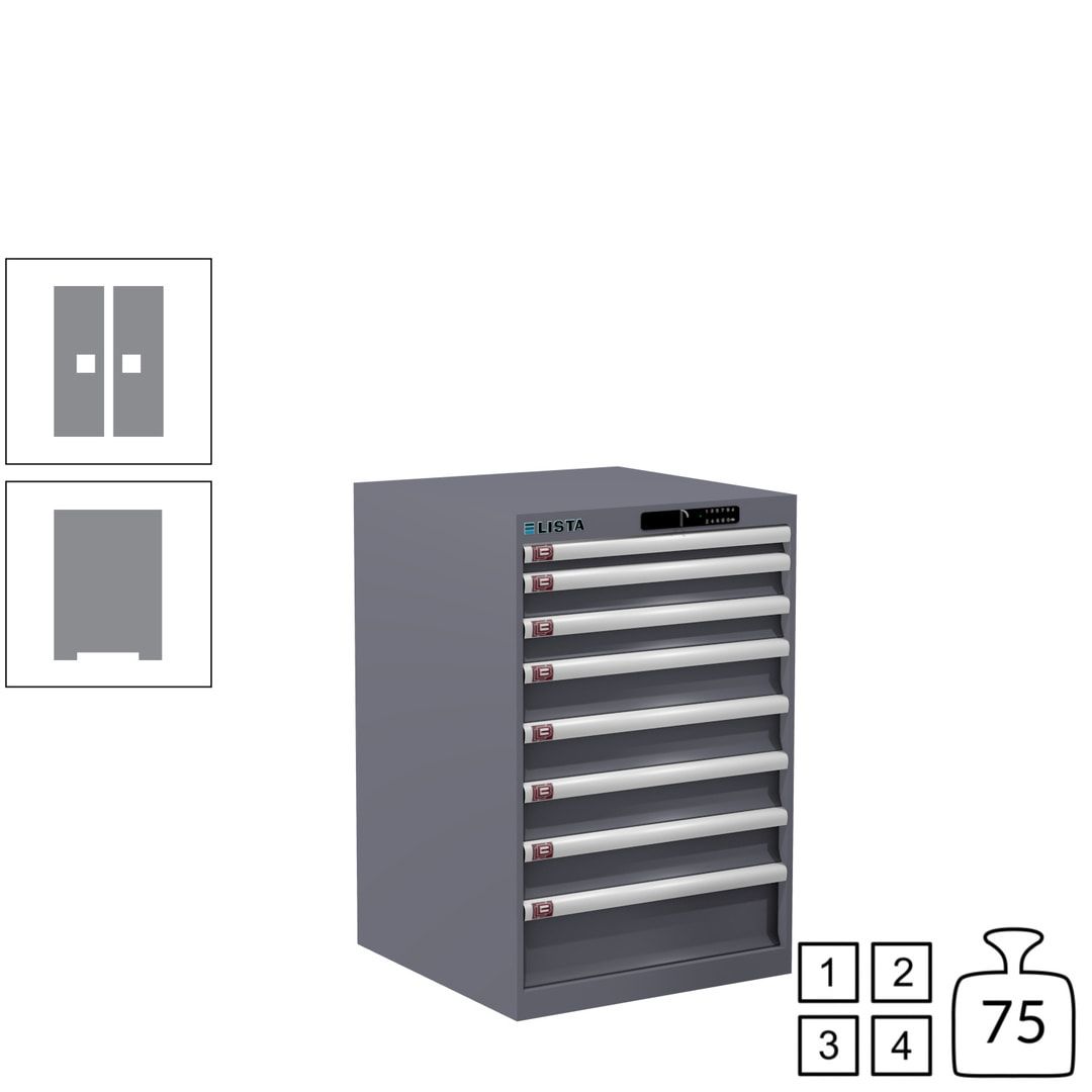 Lista Schubladenschrank - 14.250.010 - 850x564x572 mm (HxBxT) - 8 Schubladen - 75 kg - Key Lock - lichtblau (RAL 5012)
