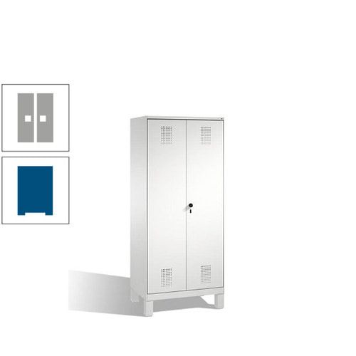 Doppel-Spind, Doppeltüren, Garderobenschrank mit Füßen, 2 Abteile a 400 mm, Korpus anthrazitgrau, Tür anthrazitgrau, 1.850 x 800 x 500 mm (HxBxT)