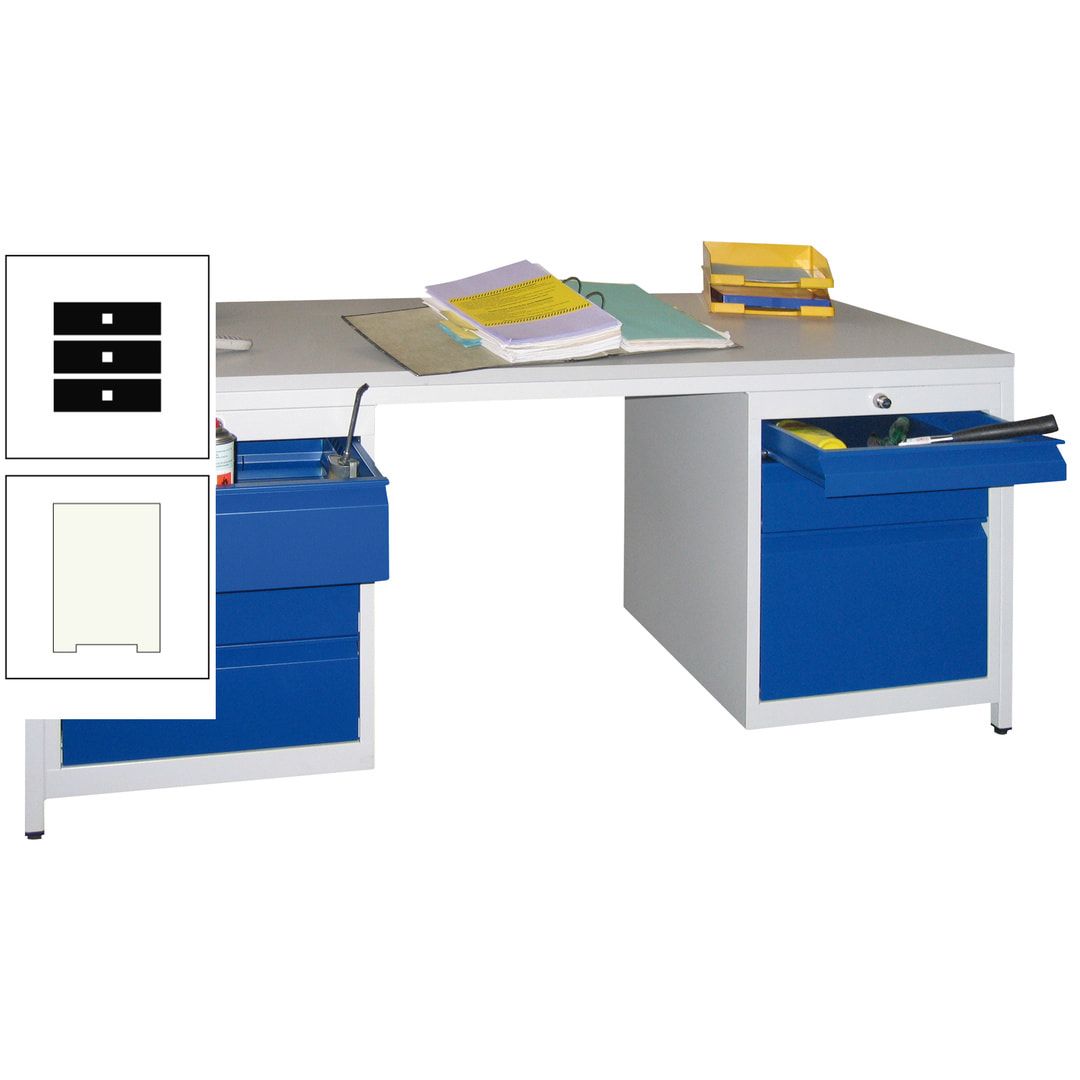 Meisterschreibtisch - 6 Schubladen, 75 / 125 / 150 / 175 / 300 mm - 720 x 1.700 x 800 mm (HxBxT) - anthrazitgrau