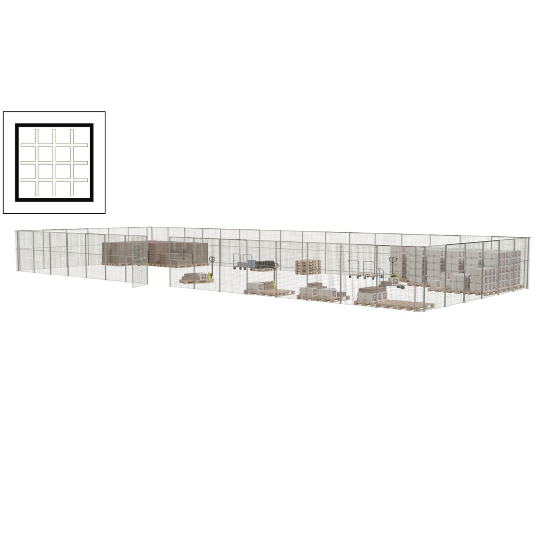Maschinen Schutzgitter - Hallentrennwand - Sicherheitszaun - Tür - 66 m - 2.200 x 24.400 x 9.400 mm (HxBxT) - enzianblau