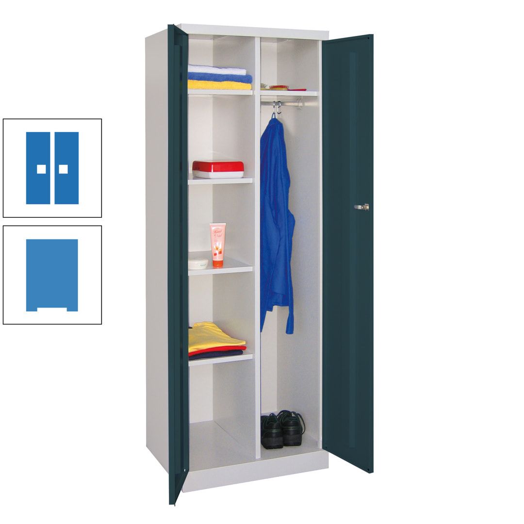 Kleiderschrank mit Sockel - Spind - 1 Abteil mit Trennwand - 1.800x600x500 mm (HxBxT) - Zylinderschloss - anthrazitgrau