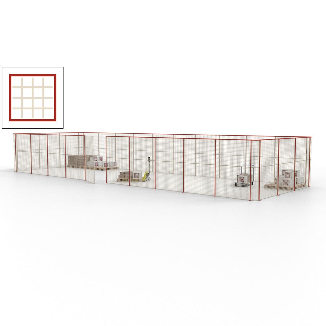 Maschinen Schutzgitter - Hallentrennwand - Sicherheitszaun - Tür - 39 m - 2.200 x 15.400 x 4.900 mm (HxBxT) - enzianblau