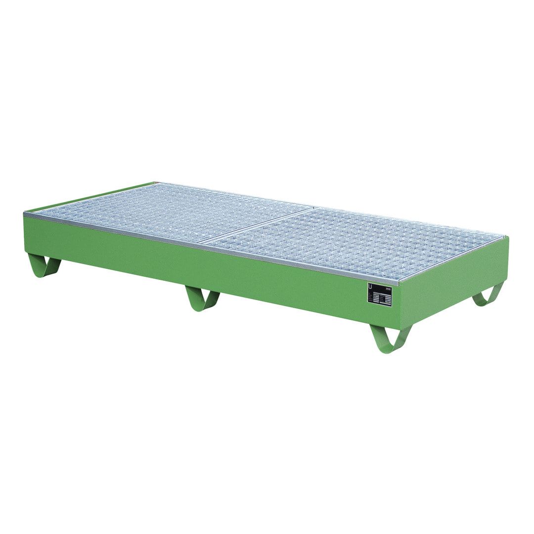 Auffangwanne - 1.800 x 800 mm (BxT) - 202 l - Füße - Gitterrost - feuerrot