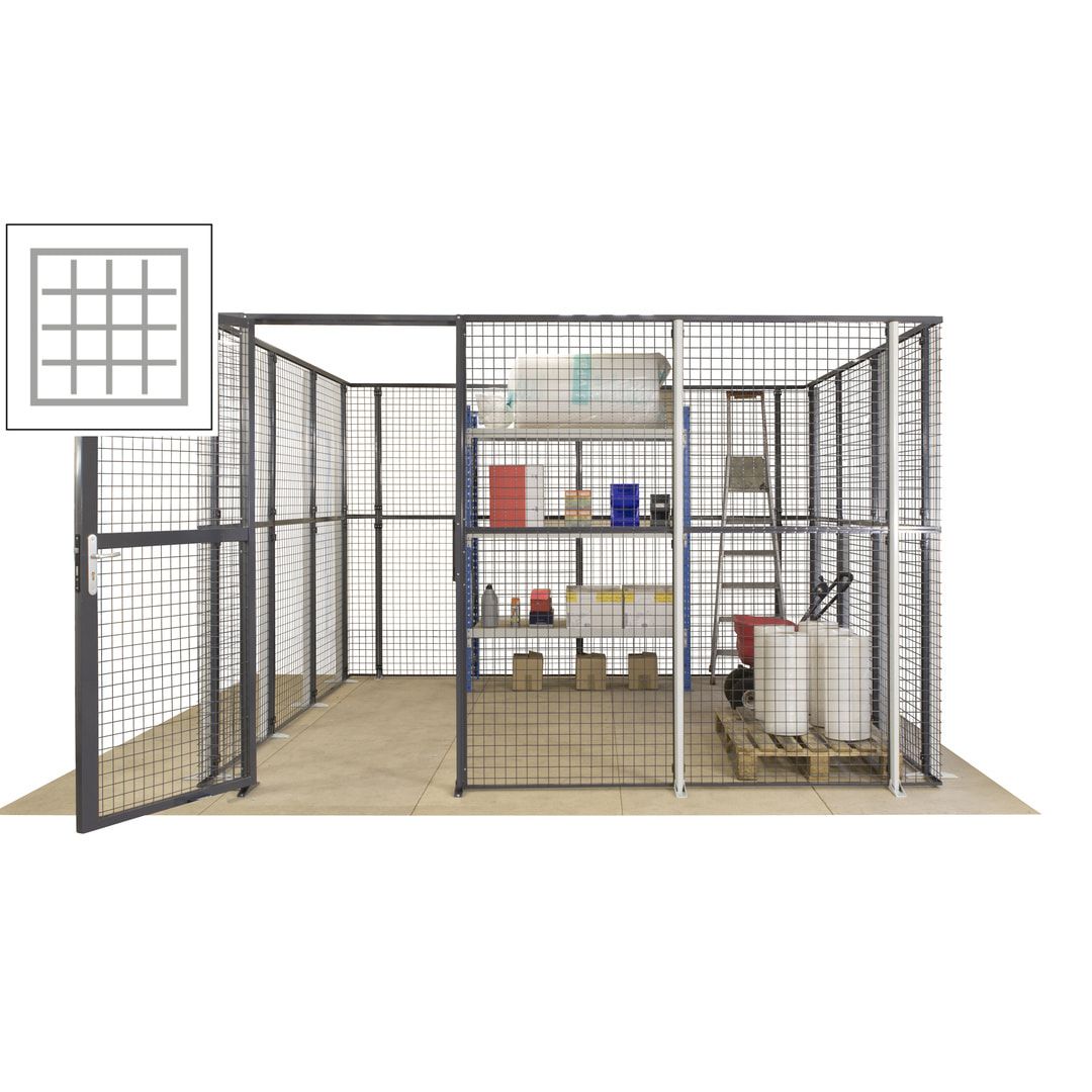 Maschinen Schutzgitter - Hallentrennwand - Sicherheitszaun - Tür - 72 m - 2.200 x 21.400 x 15.400 mm (HxBxT) - enzianblau