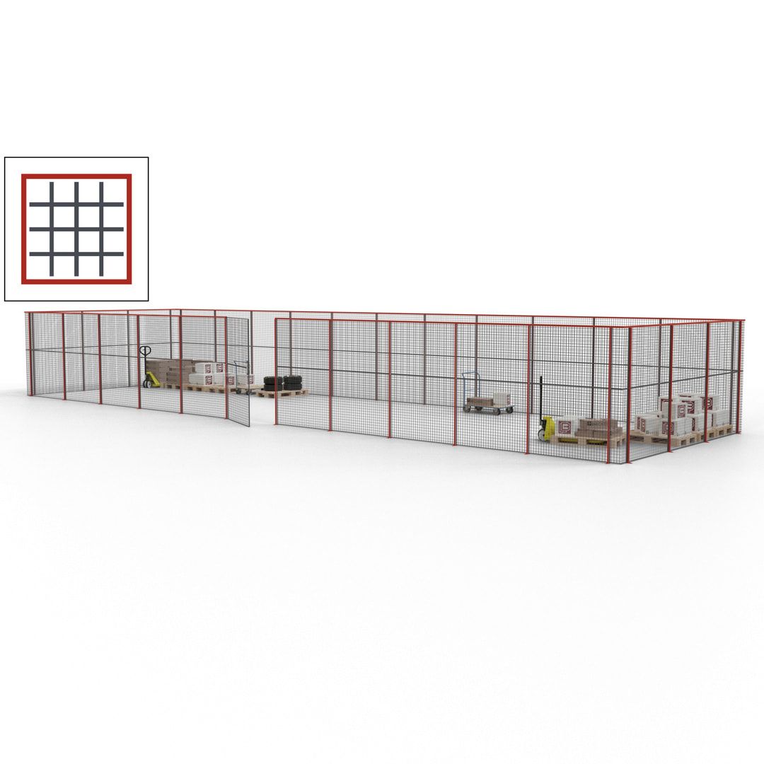 Maschinen Schutzgitter - Hallentrennwand - Sicherheitszaun - Tür - 42 m - 2.200 x 16.900 x 4.900 mm (HxBxT) - enzianblau