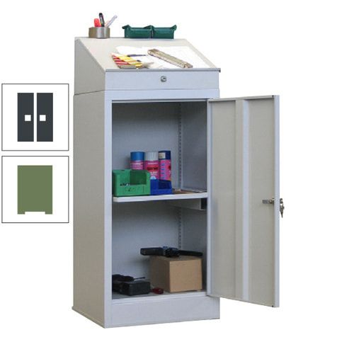 Stehpult mit Schrank - Vollblechtür - Zylinderschloss - 1 Ausziehboden - 1.270x500x500 mm (HxBxT) - anthrazitgrau