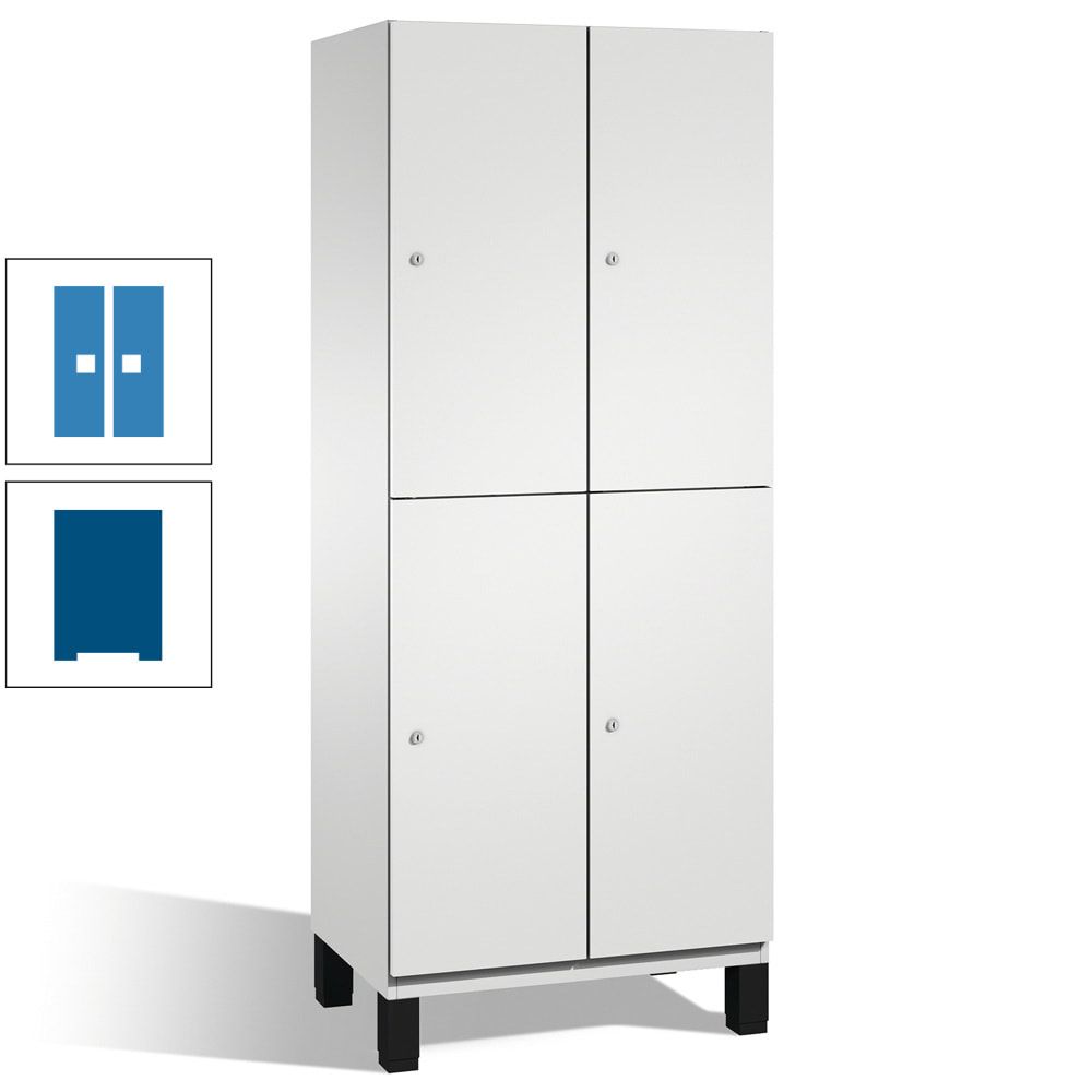 Fächerschrank, Stahlschrank, doppelstöckig, 4 Fächer, Füße, Korpus anthrazitgrau, Tür anthrazitgrau, 1.980 x 600 x 525 mm (HxBxT)