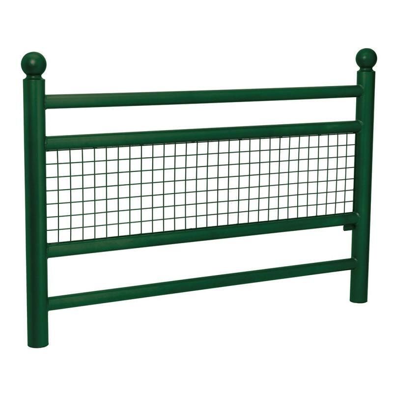 Geländer 2 Stahlrohre und Gitter - 1.000 x 1.572 mm - Pfosten mit Edelstahlkopf - Farbe enzianblau - Außengeländer Systemgeländer