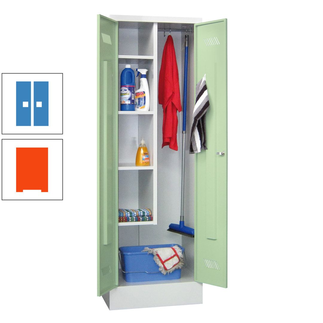 Putzschrank mit Sockel - 1 Abteil mit Trennwand - 1.850x600x500 mm (HxBxT) - Drehriegel - anthrazitgrau