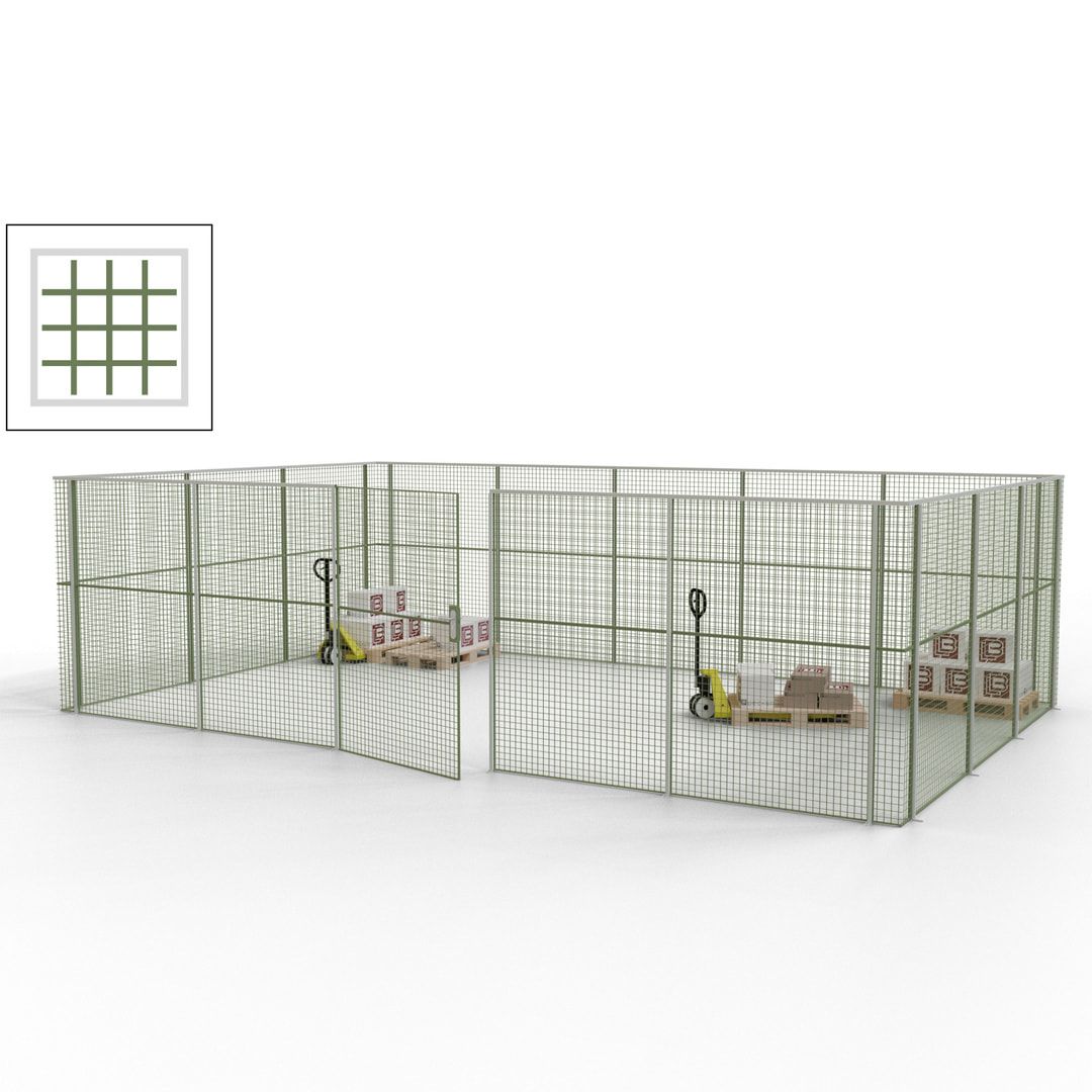 Maschinen Schutzgitter - Hallentrennwand - Sicherheitszaun - Tür - 22 m - 2.200 x 7.900 x 4.900 mm (HxBxT) - enzianblau